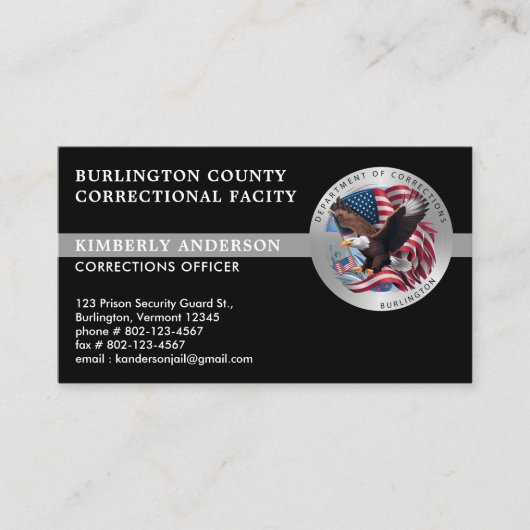 カスタム訂正役員仮釈放看守ロゴ 名刺 (正面)