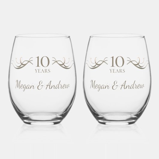 カスタム記念カップル名 ステムなしワイングラス (正面)