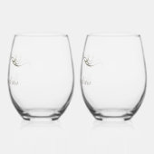 カスタム記念カップル名 ステムなしワイングラス (左)