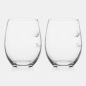 カスタム記念カップル名 ステムなしワイングラス (右)