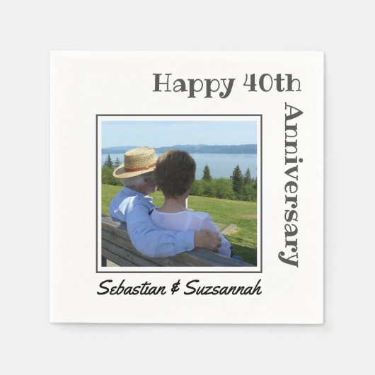 カスタム記念写真と名結婚称記念 スタンダードカクテルナプキン (正面)