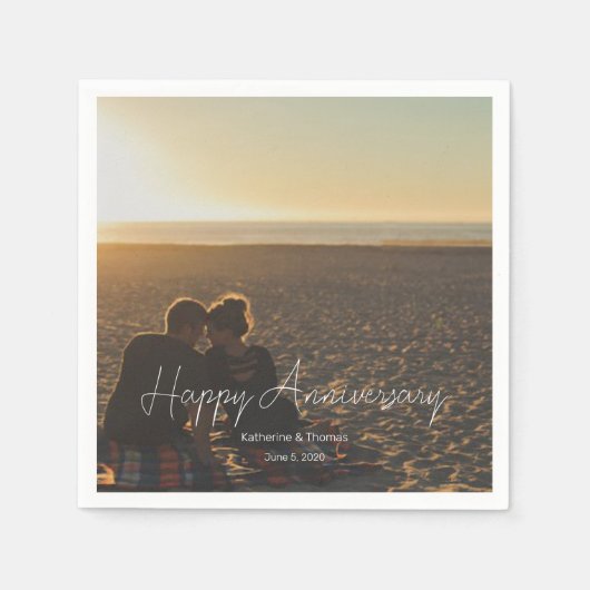 カスタム記念写真パーソナライズされた文字モダン スタンダードカクテルナプキン (正面)