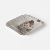 カスタム記念写真パーソナライズされた文字モダン ペーパープレート (傾斜あり)