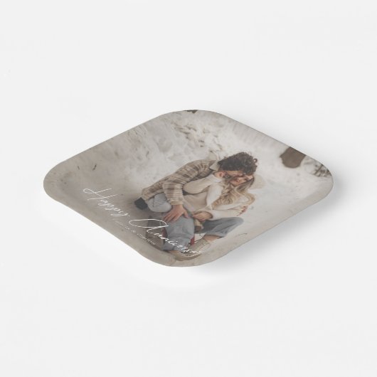 カスタム記念写真パーソナライズされた文字モダン ペーパープレート (傾斜あり)