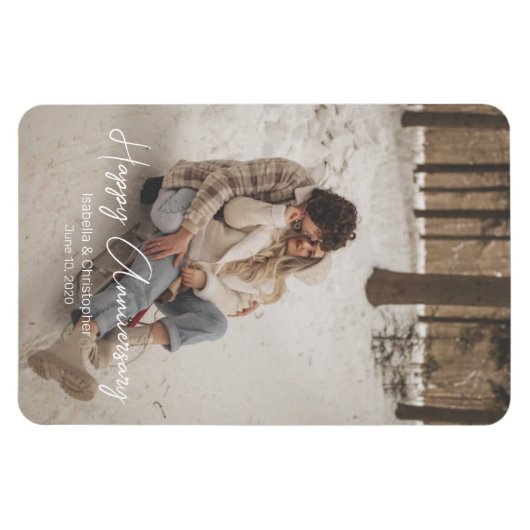 カスタム記念写真パーソナライズされた文字モダン マグネット (横)