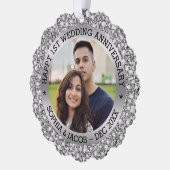 カスタム記念写真結婚1周年記念 オーナメントカード (左)