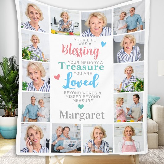 カスタム記念写真14コラージュ フリースブランケット