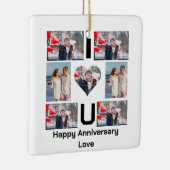 カスタム記念日I Love you 7 Photo collage セラミックオーナメント (右)
