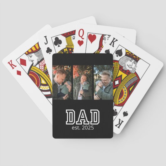 カスタム設立年3枚の写真入りDad トランプ (裏面)