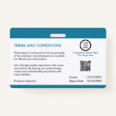 カスタム設計ブランドプロフェッショナル従業員ID バッジ (裏面)