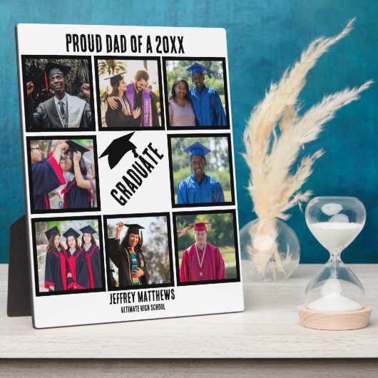 カスタム誇りを持ったパパ卒業写真コラージュ フォトプラーク (側面)