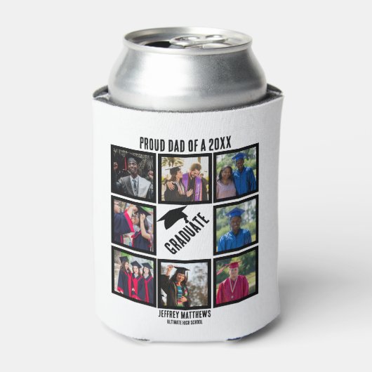 カスタム誇りを持ったパパ卒業写真コラージュ 缶クーラー (缶正面)