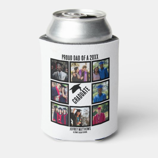 カスタム誇りを持ったパパ卒業写真コラージュ 缶クーラー (缶裏面)