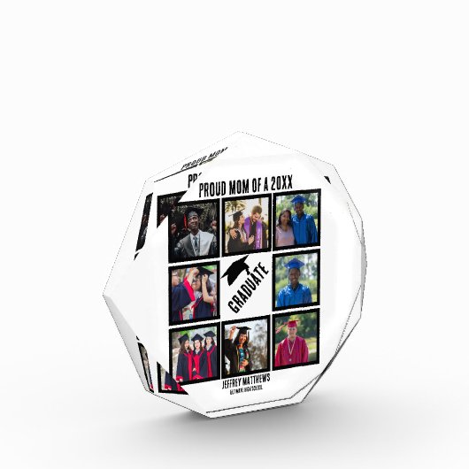カスタム誇りを持ったMom of Year卒業写真コラージュ フォトブロック (左)