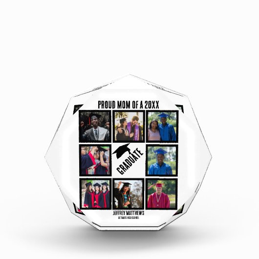 カスタム誇りを持ったMom of Year卒業写真コラージュ フォトブロック (正面)