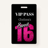 カスタム誕生日エレガントブラックスウィート16 VIP バッジ (正面)