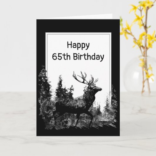 カスタム誕生日エージヴィンテージスタグディアー カード (黄色い花)