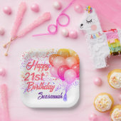 カスタム誕生日カラフル紙吹雪(バルーンあり) ペーパープレート (パーティー)