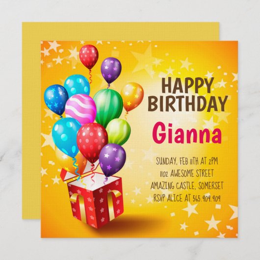 カスタム誕生日カード (正面/裏面)