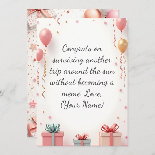 カスタム誕生日カード – あいさつパーソナライズされたき 案内状 (正面/裏面)