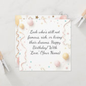 カスタム誕生日カード – あいさつパーソナライズされた文 カード (正面/裏面インサイチュ)