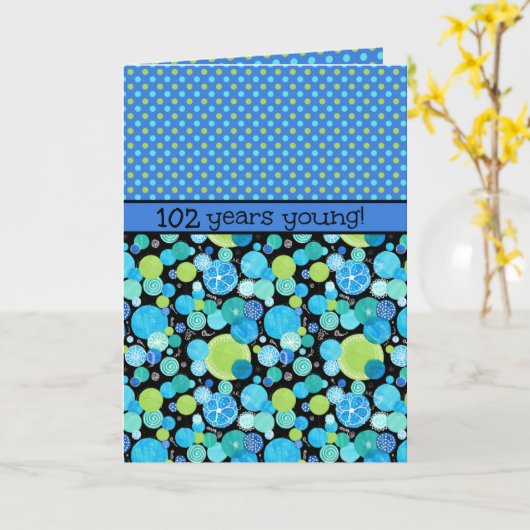 カスタム誕生日カー予測できなド:月と水玉模様 カード (黄色い花)