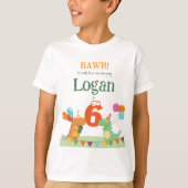 カスタム誕生日キッズゲストオブオナー恐竜 Tシャツ (正面)