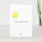 カスタム誕生日ギフト オリジナルデザインの茶色のモルモットと黄色の風船   カード (裏面)