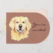 カスタム誕生日ゴールデンレトリエバードッグペット 招待状 (正面/裏面)