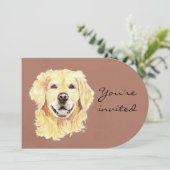 カスタム誕生日ゴールデンレトリエバードッグペット 招待状 (スタンド正面)