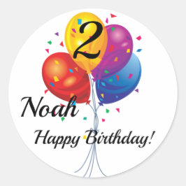 カスタム誕生日シール名&年バルーン ラウンドシール