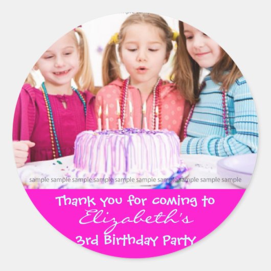 カスタム誕生日シール：小さな女の子の誕生日 ラウンドシール (正面)