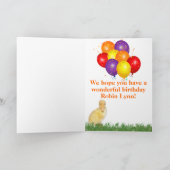 カスタム誕生日ダックリングバカラフルルーズ カード (内部)