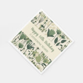 カスタム誕生日ハッピー60番モダングリーンワイルドフラワー スタンダードランチョンナプキン (角)