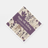 カスタム誕生日ハッ60モダン番紫の花 スタンダードランチョンナプキン (角)