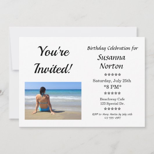 カスタム誕生日パーティーお祝い写真 招待状 (正面)