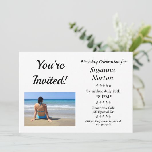 カスタム誕生日パーティーお祝い写真 招待状 (スタンド正面)