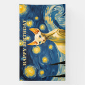 カスタム誕生日パーティーお祝い小妖精や小人スフィンクス猫 横断幕 (縦)