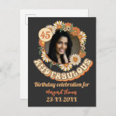 カスタム誕生日パーティーの一致グループフローラgroovy インビテーションポストカード (正面/裏面)