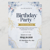 カスタム誕生日パーティーの招待のサプライズ誕生日 招待状 (正面/裏面)