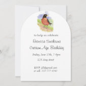 カスタム誕生日パーティーアメリカンロビンバードアート 招待状 (裏面)