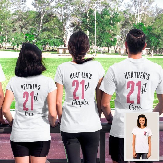 カスタム誕生日パーティーピンクマッチンググループまたはクルー Tシャツ