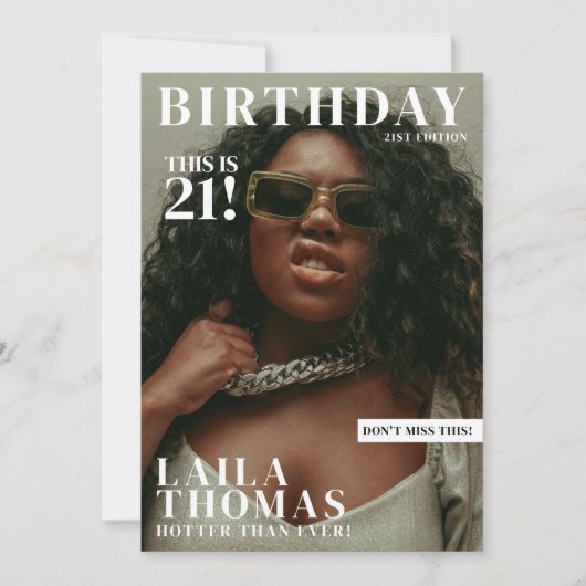 カスタム誕生日パーティーマガジンのカバー写真 招待状 (正面)