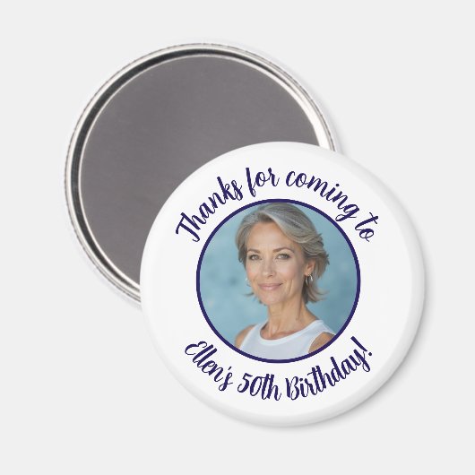 カスタム誕生日パーティー写真名50th Thank You マグネット (正面/裏面)
