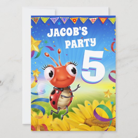 カスタム誕生日パーティー招待状少年5歳 招待状 (正面)