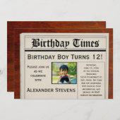 カスタム誕生日パーティー新聞招待状 招待状 (正面/裏面)