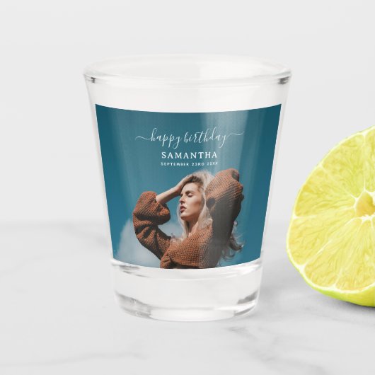 カスタム誕生日パーティー自撮写真 ショットグラス (正面)