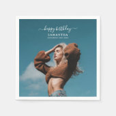 カスタム誕生日パーティー自撮写真 スタンダードカクテルナプキン (正面)