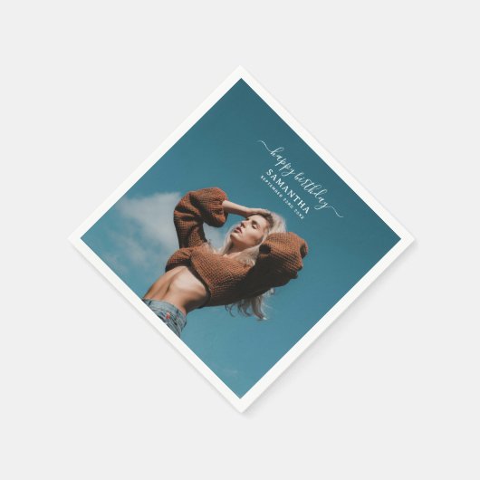 カスタム誕生日パーティー自撮写真 スタンダードカクテルナプキン (角)