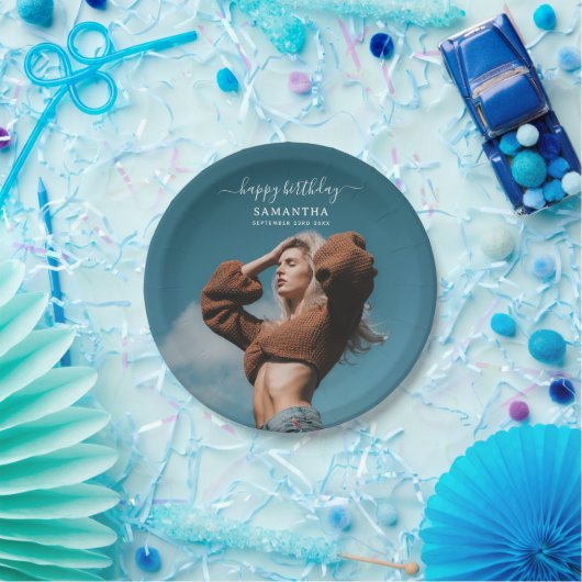 カスタム誕生日パーティー自撮写真 ペーパープレート (パーティー)